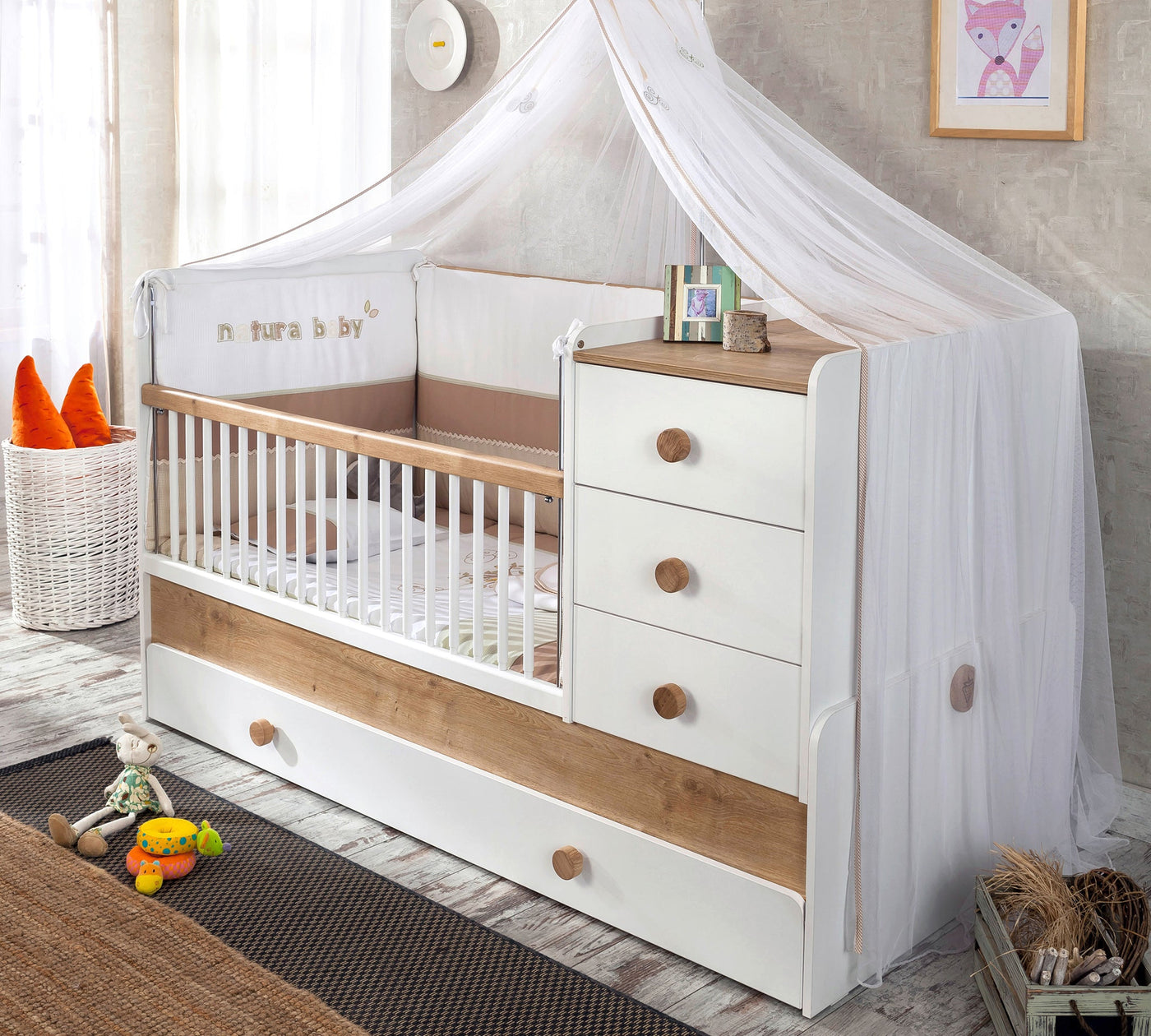Natura Baby Sl Convertible Baby Bed [With Parent Bed] [80x180 Cm]